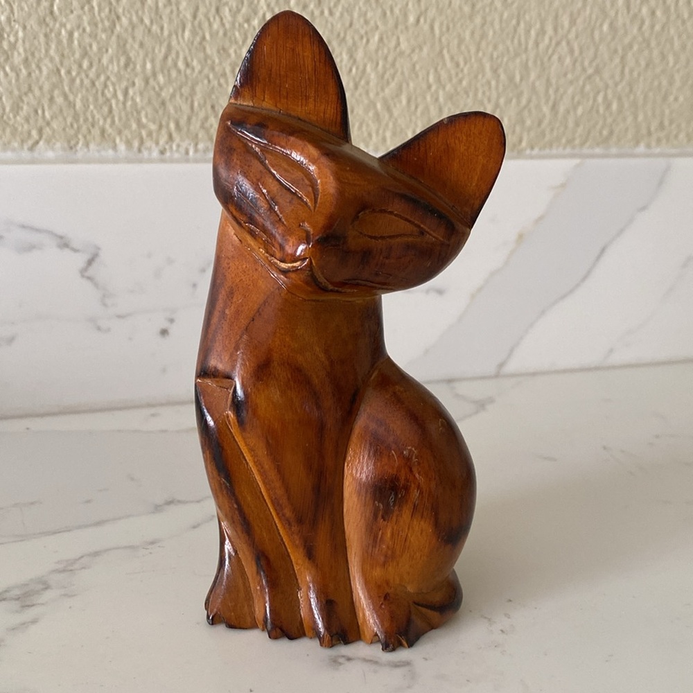 Vintage MCM Wooden Cat Figurine - Picture 2 of 8